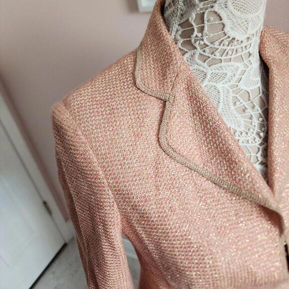 Flawless kulson Italy tweed womens suit skirt blazer jacket set pink gold 46 - Picture 8 of 9